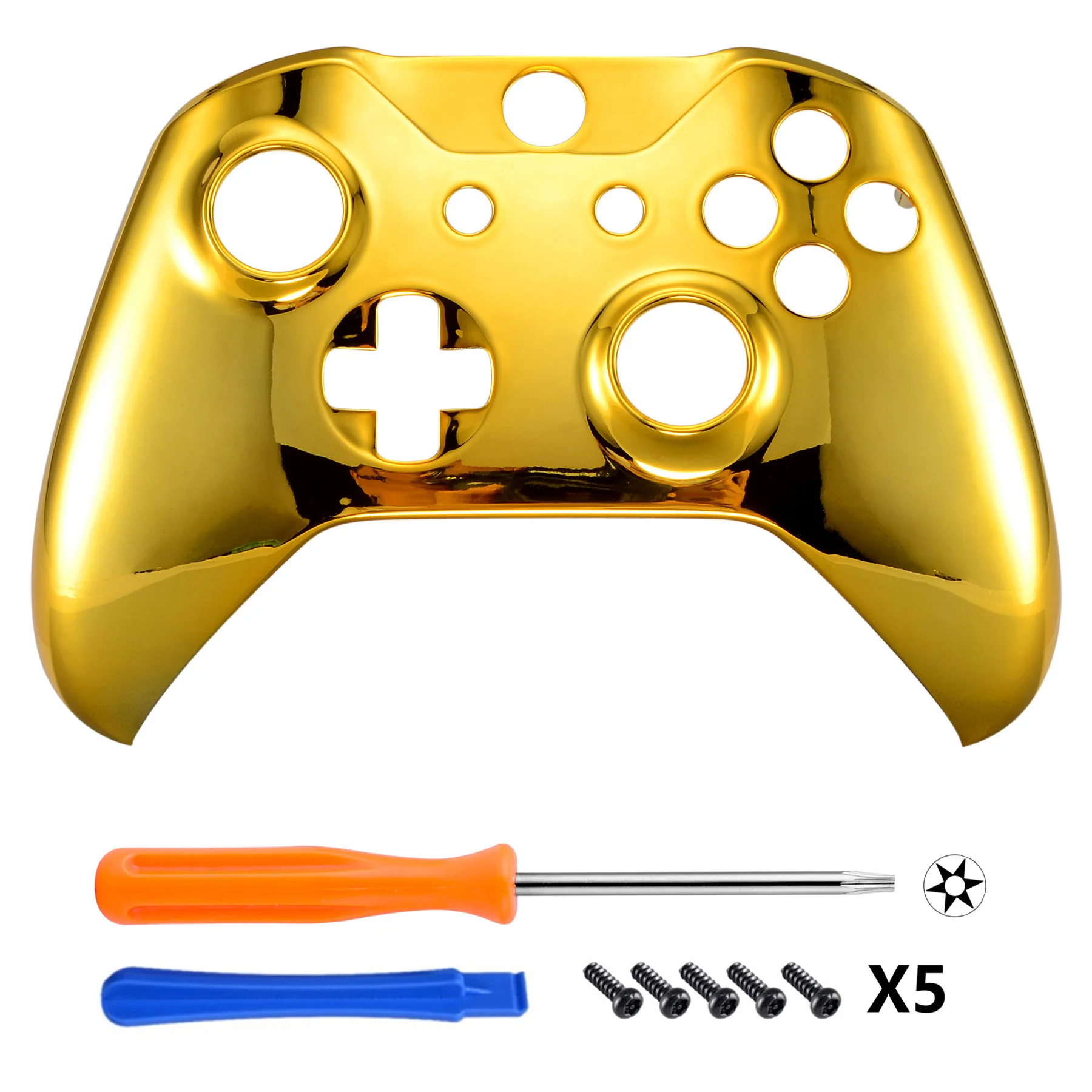 EXtremeRate superior Shell Habitação, peça de reposição para Xbox One S, One X Controller, Chrome Gold, modelo 1708