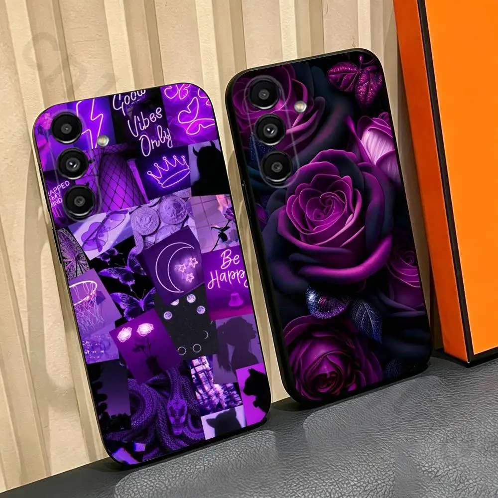 Purple aesthetic Phone Case For Samsung Galaxy A13,A21s,A22,A31,A32,A52,A53,A71,A80,Soft Black Shell