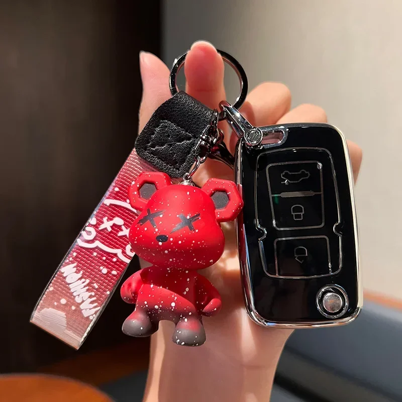 3 Buttons Flip TPU Remote Car Key Shell Case for Geely Emgrand 7 EC7 EC715 EC718 7-RV EC7-RV EC715-RV EC718-RV Keychain