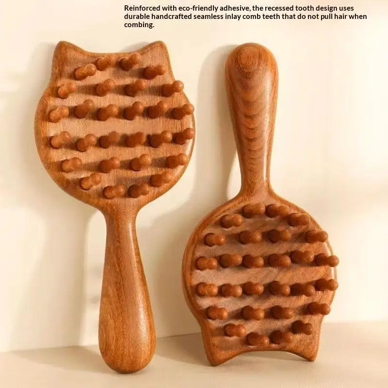 Sandalwood Scalp Massage Comb 28 Coarse Toothed Head Gua Sha Brush Hair Body Massage Guasha Scraping Comb Scalp Meridian Combs