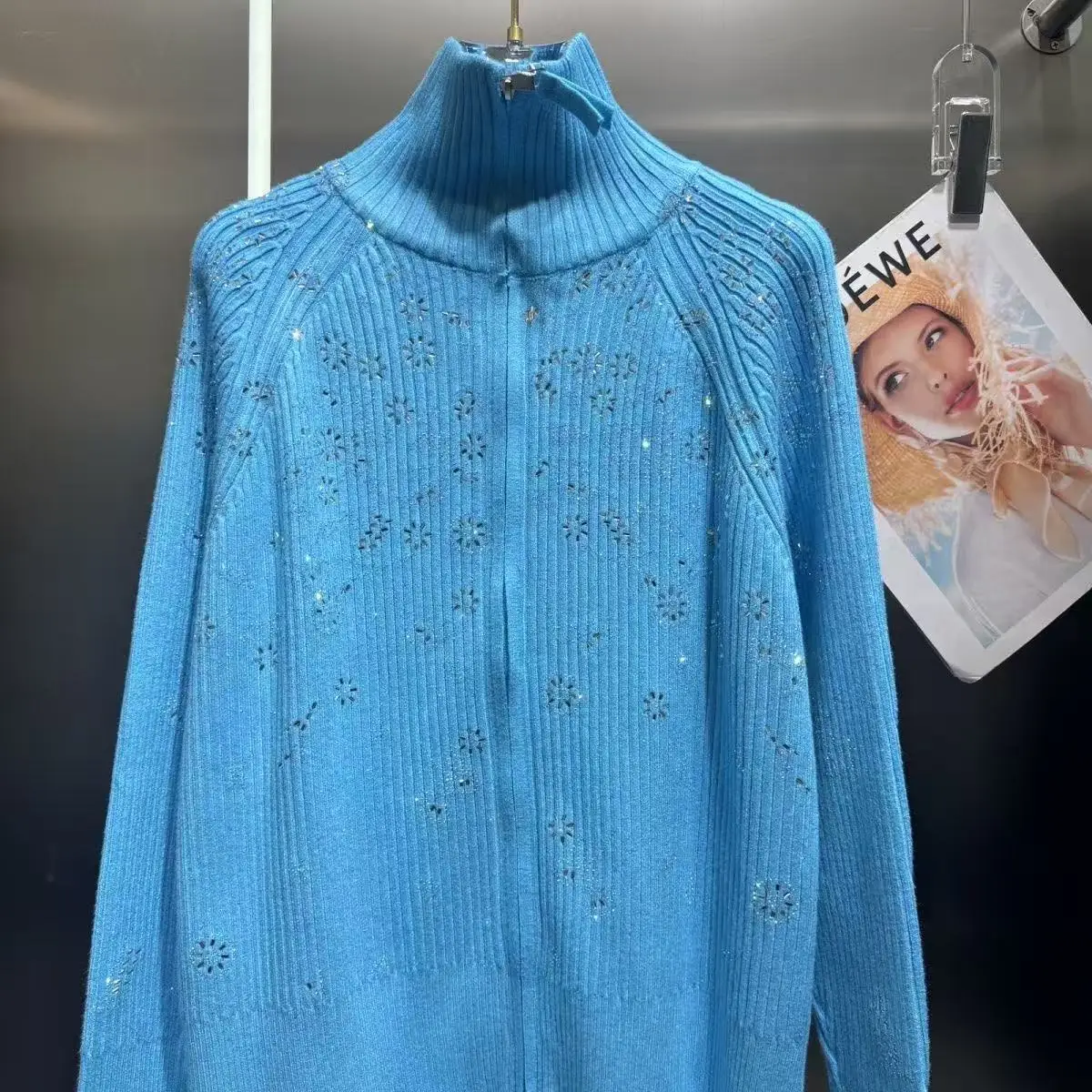 고급스러운 반짝이는 다이아몬드 가을 겨울 2025 두꺼운 니트 가디건 스웨터 여성용 긴 소매 지퍼 업 스웨터 니트웨어 코트