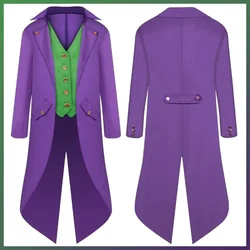 Movie Super Villain Costume Disguise Joker Cosplay Fantasy Tuxedo Jacket Vest Suit Adult Children Men Cosplay Roleplay Fantasia