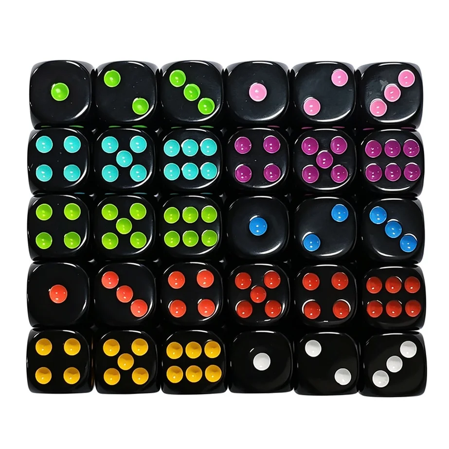 12Pcs 16MM D6 Dot Acrylic Multi-color Dice , Round Corner 6‑Sided Dice for DND Dungeons & Dragons RPG Tabletop Board Game Dice