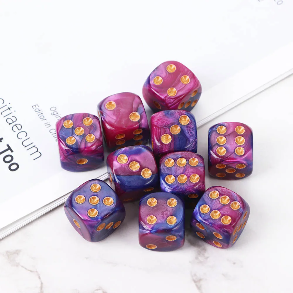 

10 Pcs Six Sided Square Opaque D6 16mm Standard Dice Double-colors Acrylic Multi-Color Polyhedral Dice Set