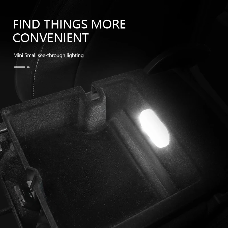 Mini Lanterna Táctil para Carro, Luz LED Recarregável via USB, Lâmpada Magnética de Leitura, Iluminação Suave para o Assoalho do Carro, Porta-Malas e Capô