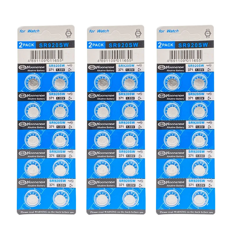 10-50PCS AG6 Button Battery SR920SW 371A Cell Coin Alkaline Toys Watch Battery 1.55V L921 LR69 171 370 371 No Mercury