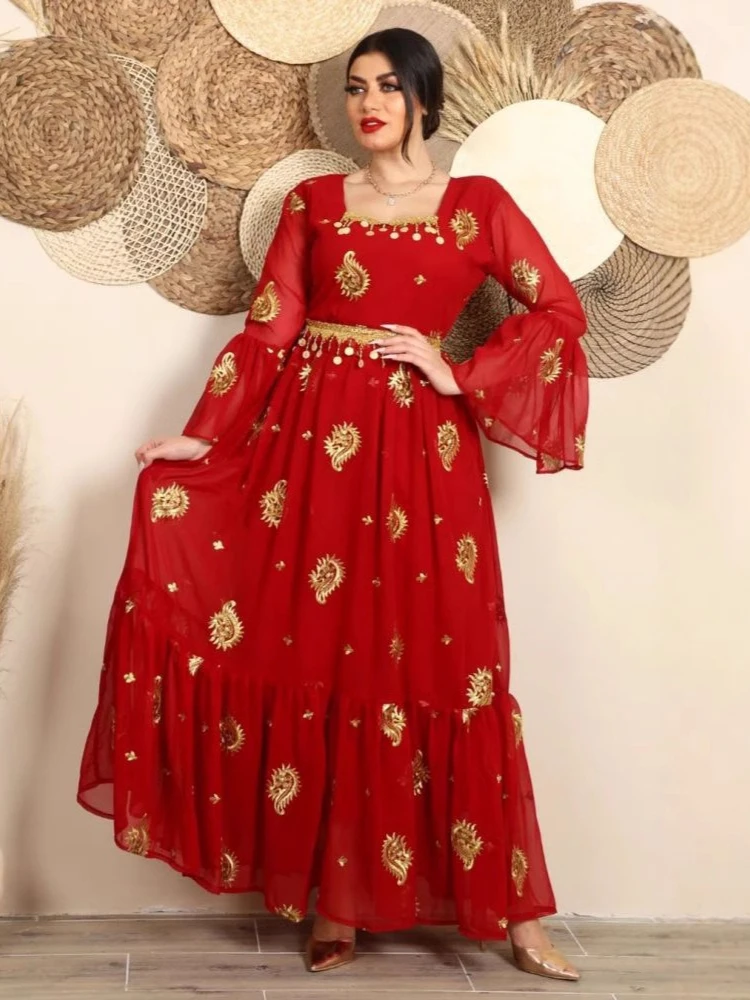 Morocco Muslim Dress Kaftans Abaya Evening Dresses for Women Chiffon Dubai Turkey Islam Long Dress Robe Femme Musulmane Vestidos