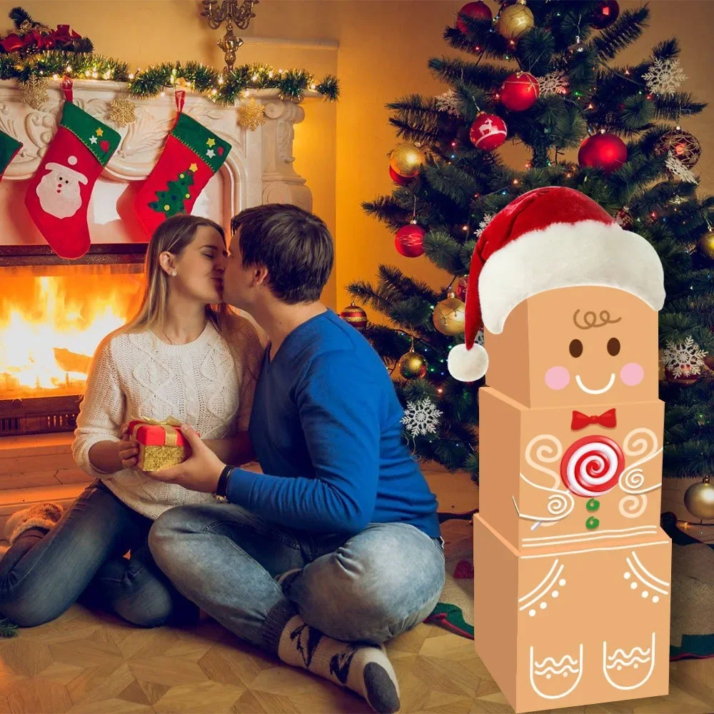 

3pcs Christmas Creative Gift Box Set DIY Gingerbread Man Santa Snowman Box Xmas Gift Merry Christmas Decor Happy New Year 2026