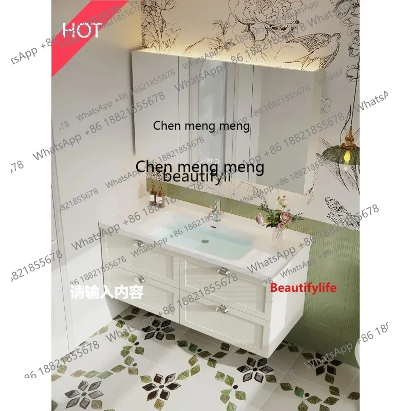 New style New Smart Bathroom Light Luxury Washstand Bathroom Cabinet Oak Hand Washing Basin Cabinet Combinationss 8617