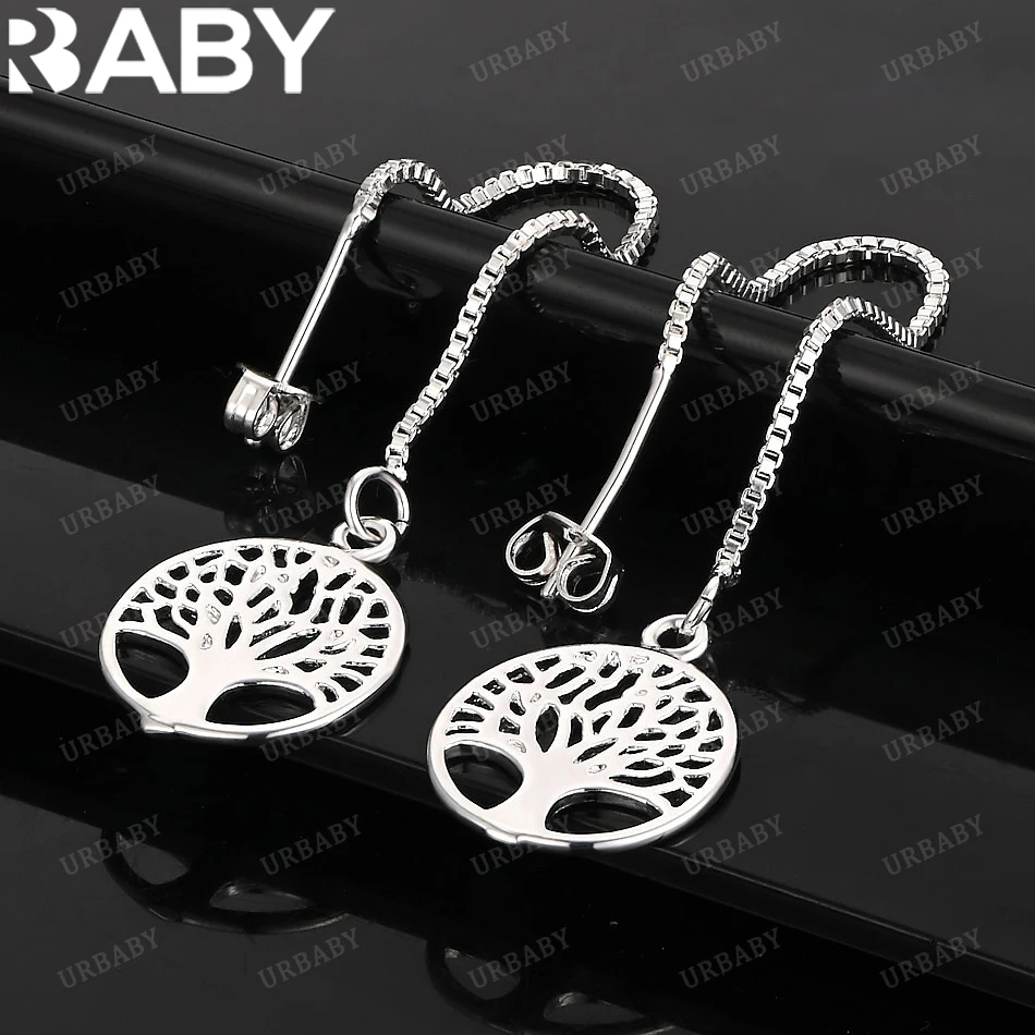 

URBABY 925 Sterling Silver Earrings Hollow Tree Round Drop Earrings For Women Jewelry Fashion Party and Daily Wear