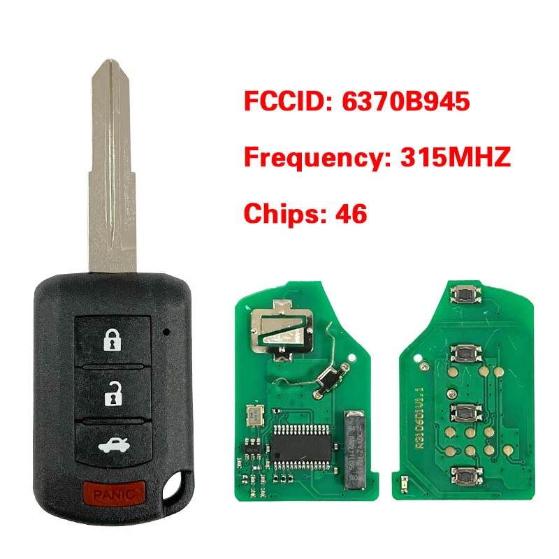 

CN011032 Aftermarket Remote Key Head Control FOB 4 Buttons 315NHZ PCF7941 ID46 Chip FCCID 6370B945 For Mitsubishi Lancer