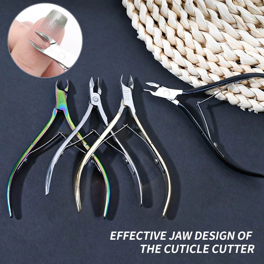 1Pcs Stainless Steel Nail Art Cuticle Scissors Gold/Silver/Colorful Clipper Dead Skin Remover Manicure Pedicure Eagle Beak Plier