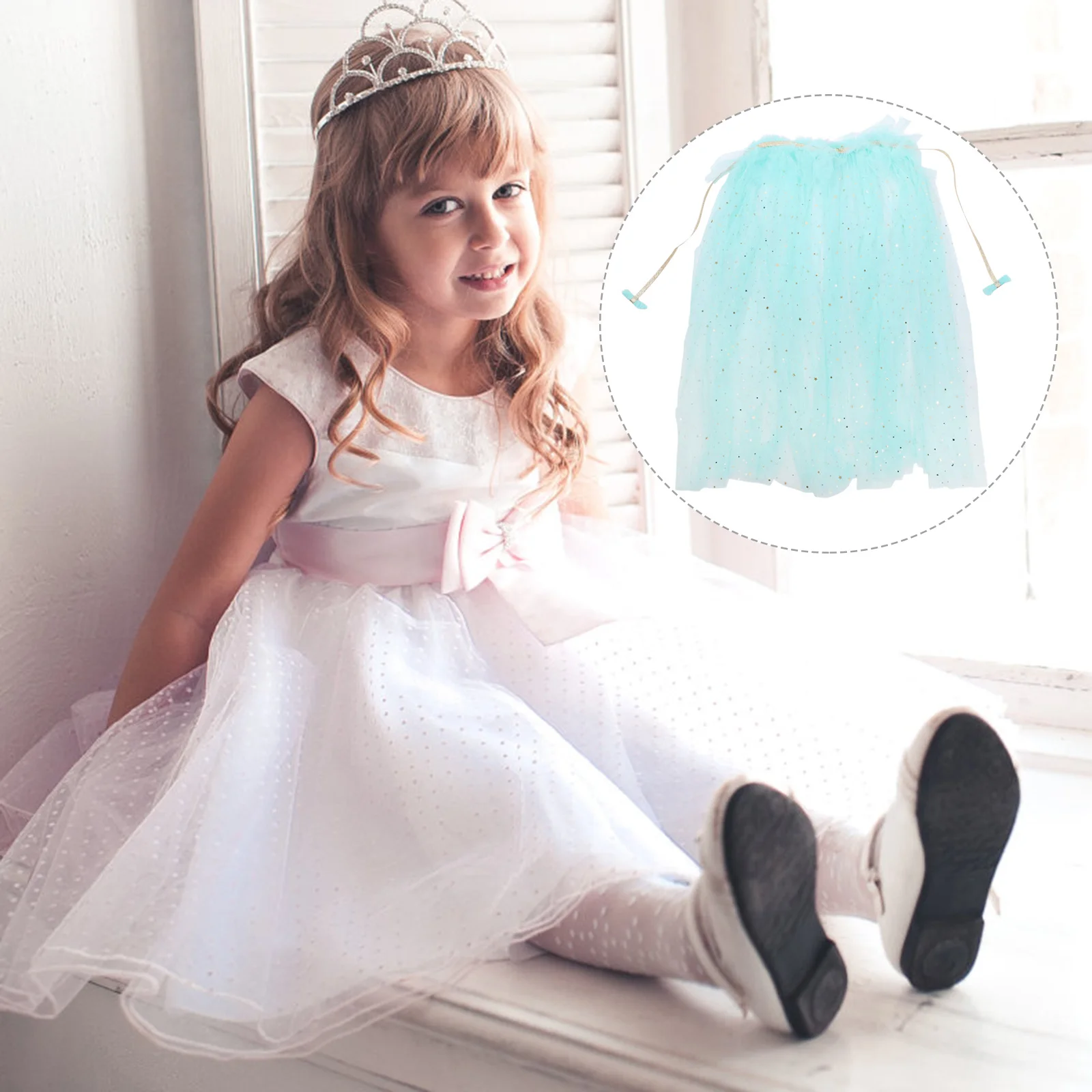 

Sequins Cape Princess Cloak Durable Gauze Birthday Masquerade Cosplay Party Costume Shawl Stage Photography Role Play