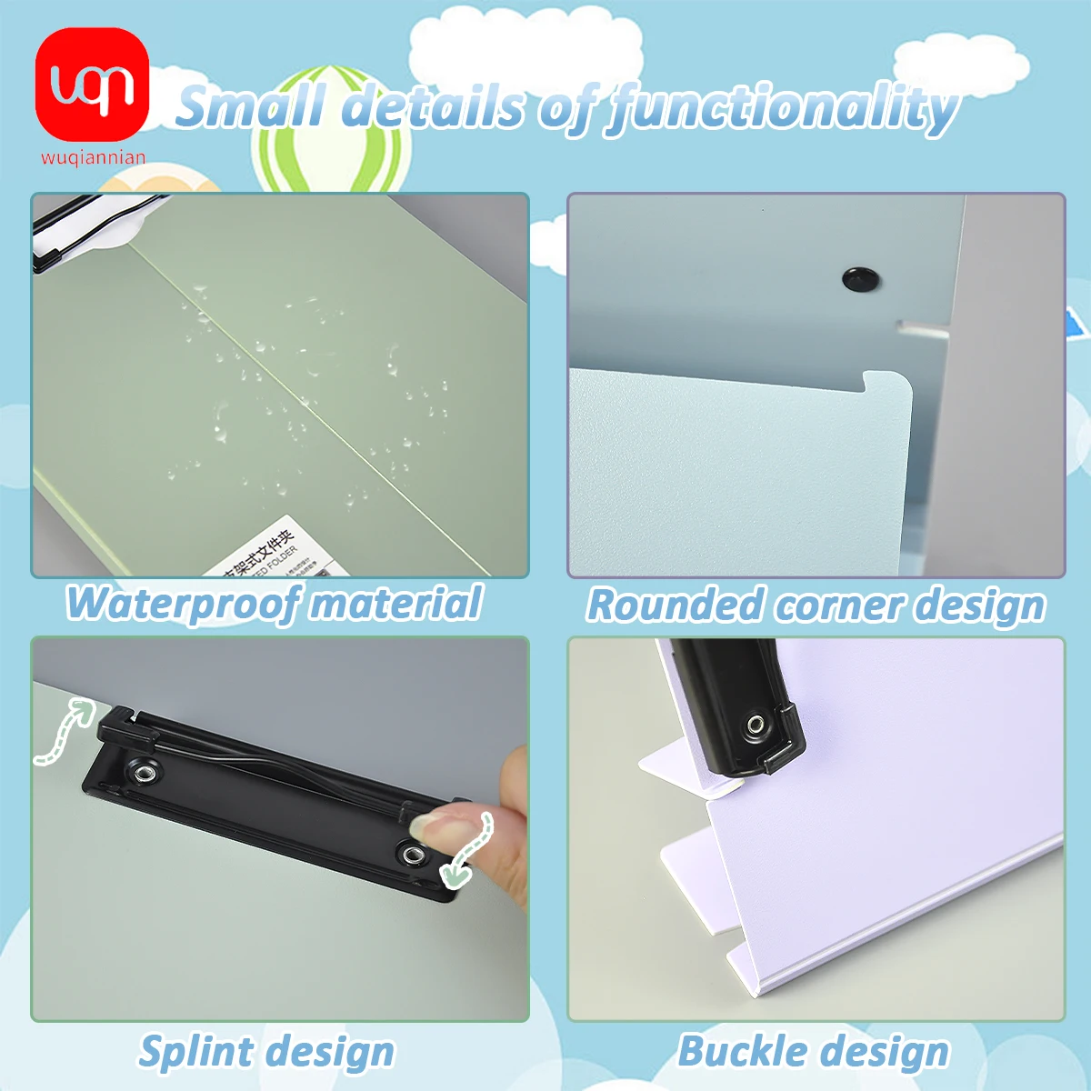 Organizador de carpetas de documentos de oficina WQN-1PC, carpeta portapapeles A4 impermeable con placa Vertical para documentos de oficina