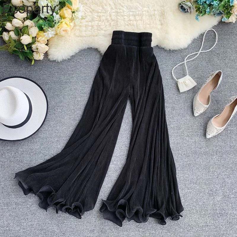 Summer Wide-leg Pants Women Streetwear Elegant Trouser Casual Bottoms Pop Pants High Waist Loose Fashion Pleated Pants 2023