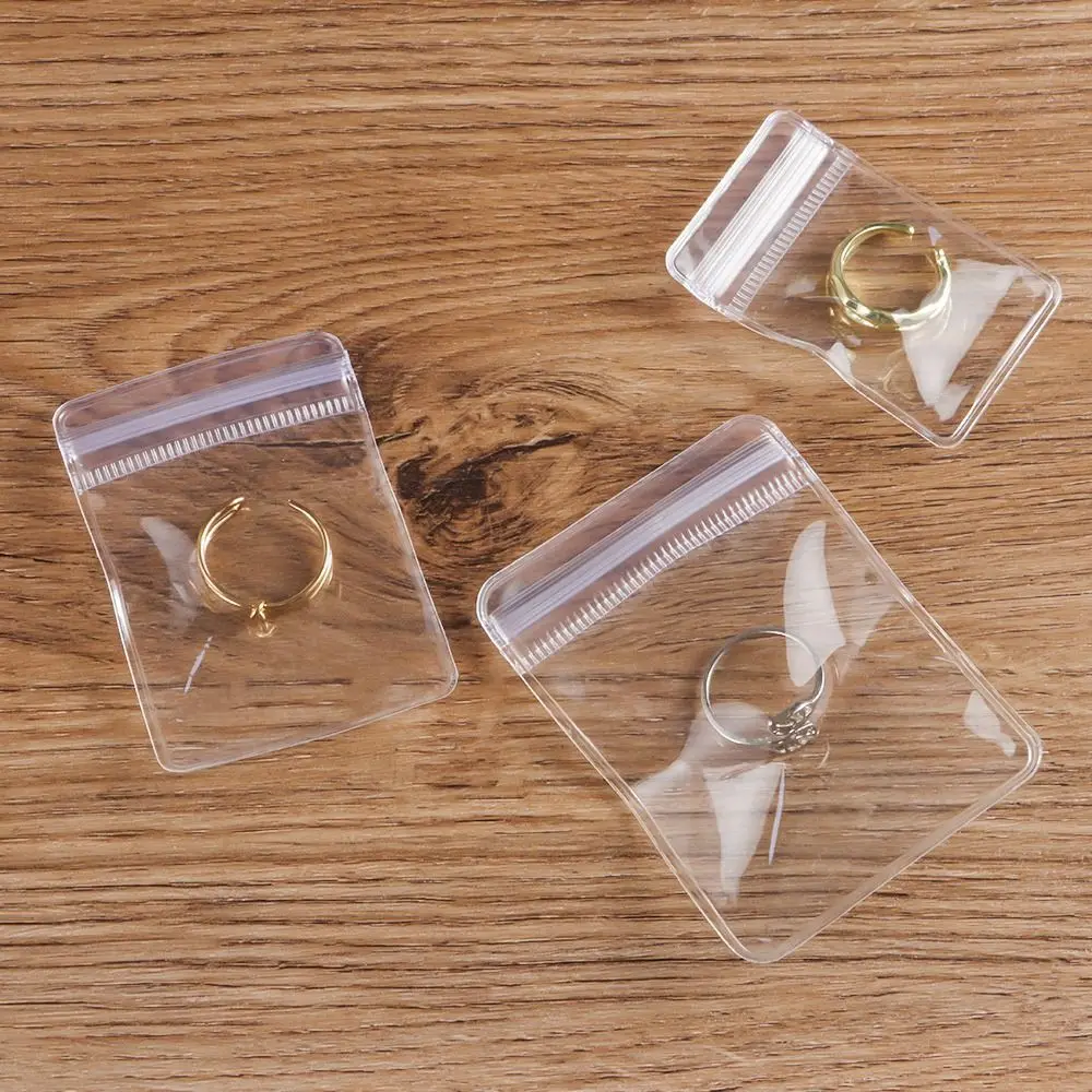 

100Pcs Durable PVC Plastic Self Sealing Bag Transparent Dustproof Zip Lock Bags Reclosable Jewelry Bag Necklace Bracelet Ring