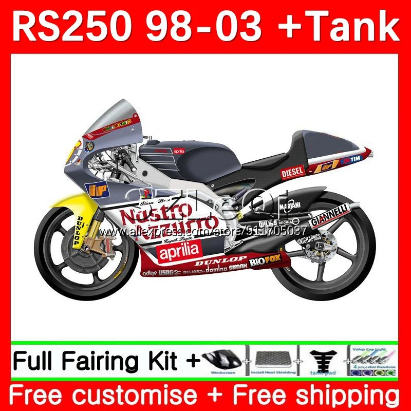 RS250RR For Aprilia RS 250 RS-250 RS250 RR 98 Grey white 99 00 01 02 03 18No.39 RSV250 1998 1999 2000 2001 2002 2003 Fairings