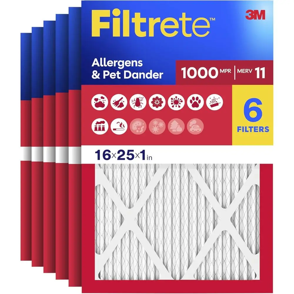 

3-Month MERV 11 Air Filters, 16x25x1, Allergen & Pet Dander, Reliable Airflow for HVAC Systems