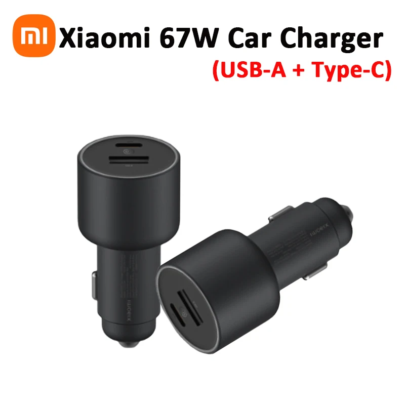 

Xiaomi 67W Car Charger USB-A + Type-C 55W MAX Output Dual-port 5A Fast Charging Type C Quick Charge For Xiaomi Charging Car Char