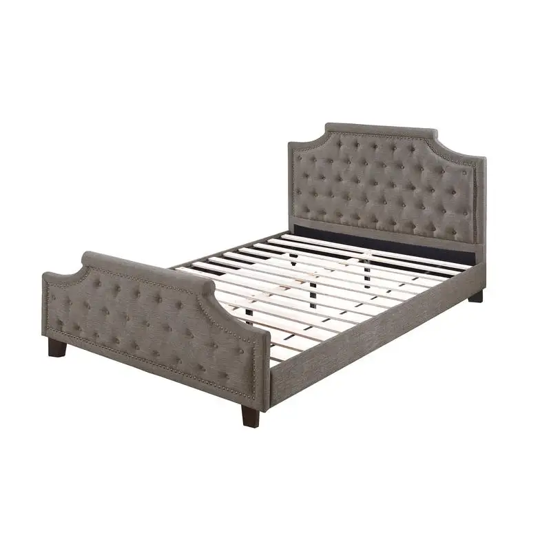 

Современная коричневая американская традиционная кровать размера «queen-size» из полифибры с тафтинговым изголовьем и изножьем на пуговицах, комплект мебели для спальни