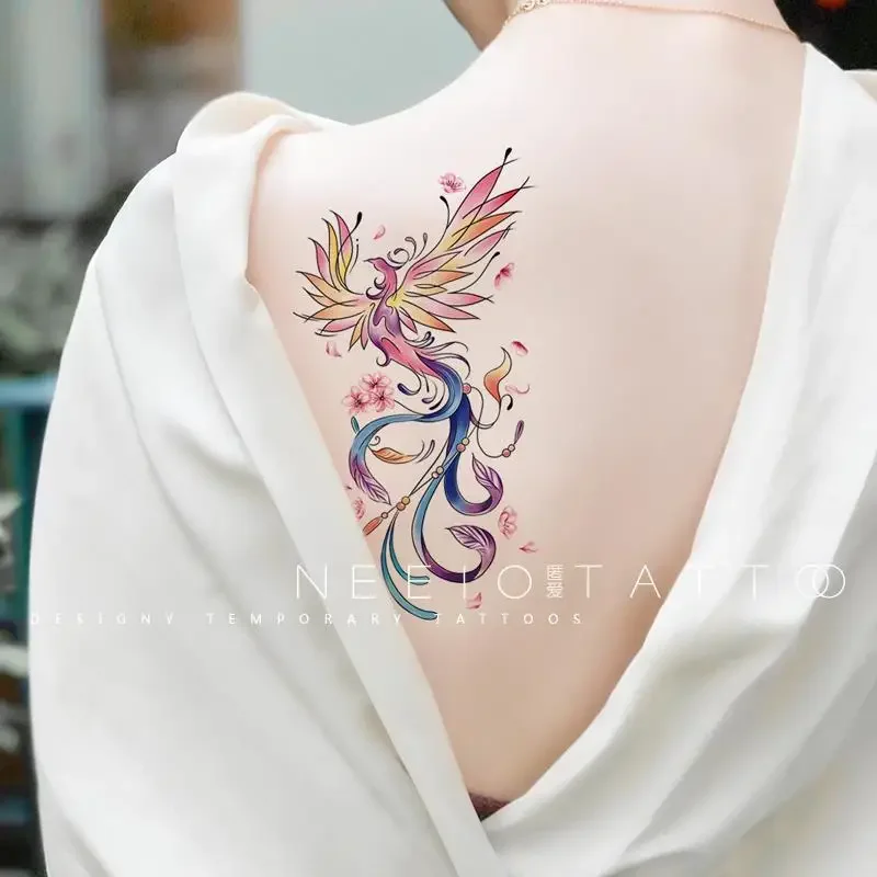 

Sexy Phoenix Tattoo Stickers for Women Color Temporary Tattoos Waterproof Art Tattoos Back Calf Tattoo Ancient Bird Fake Tattoo