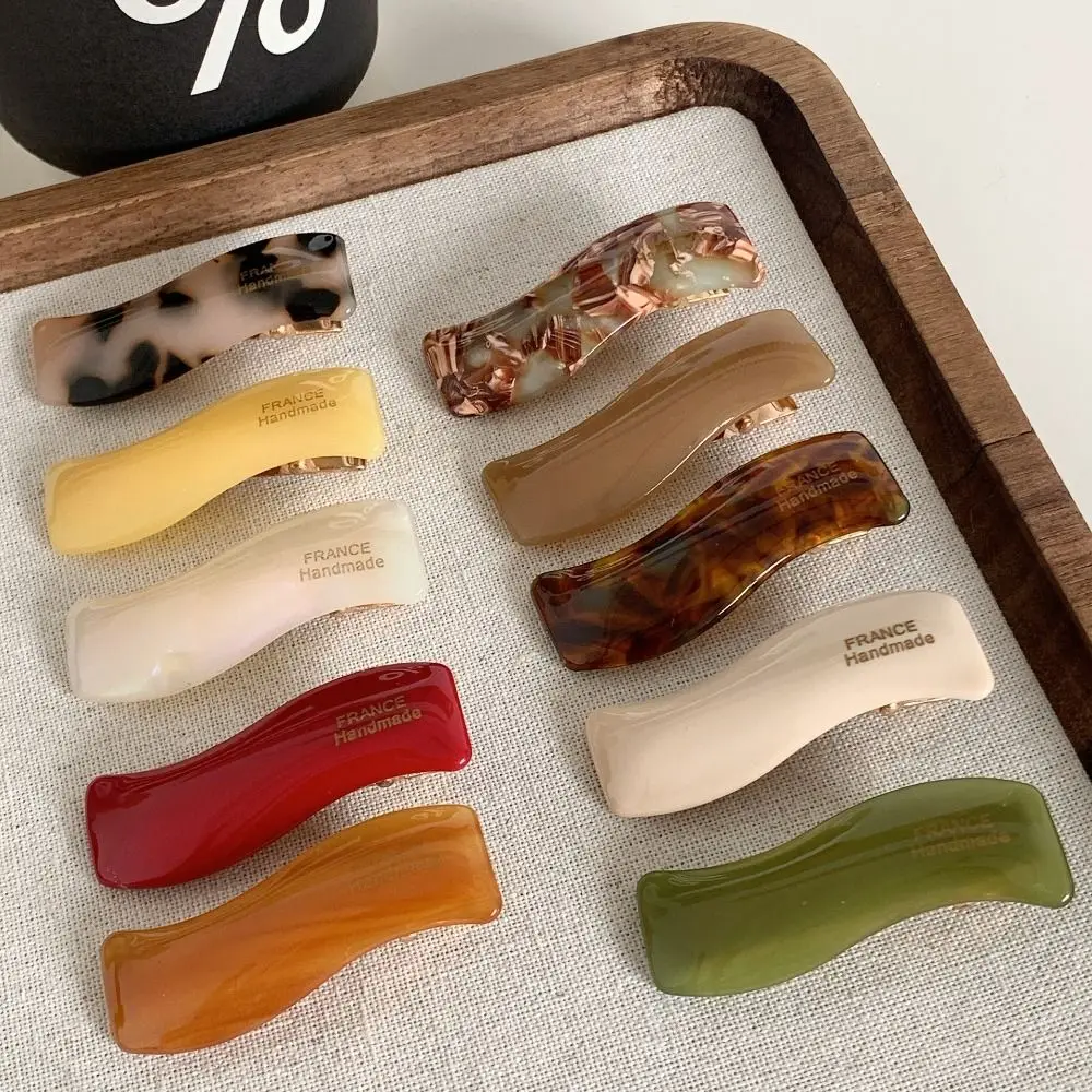 Pinza de pelo ondulada de ácido acético, Clip de flequillo francés acrílico multicolor, diseño de onda, Clip de pico de pato de alta gama, genérico