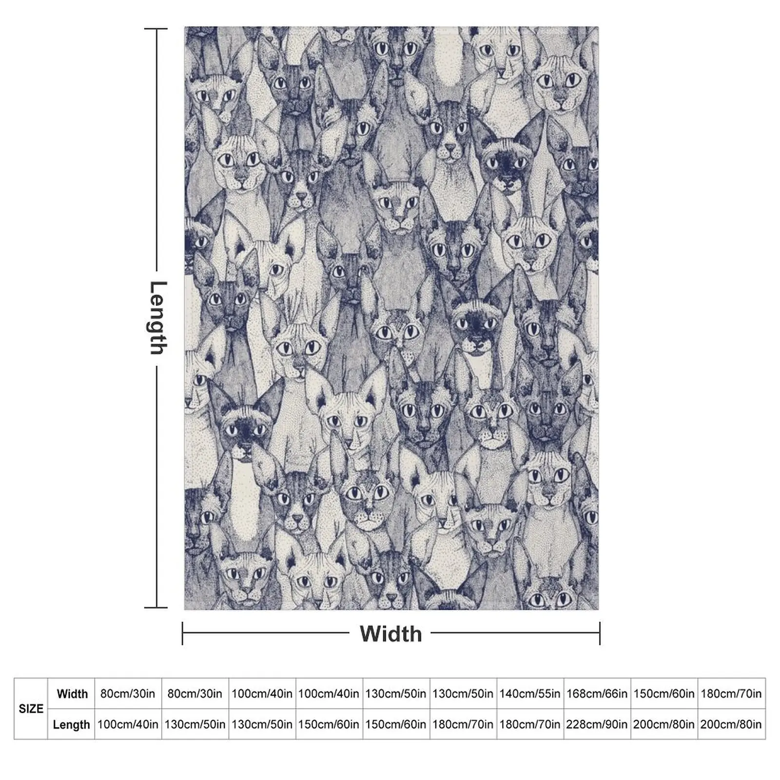 just sphynx cats blue off white Throw Blanket Plush Cute Plaid Decorative Sofas Thin Blankets