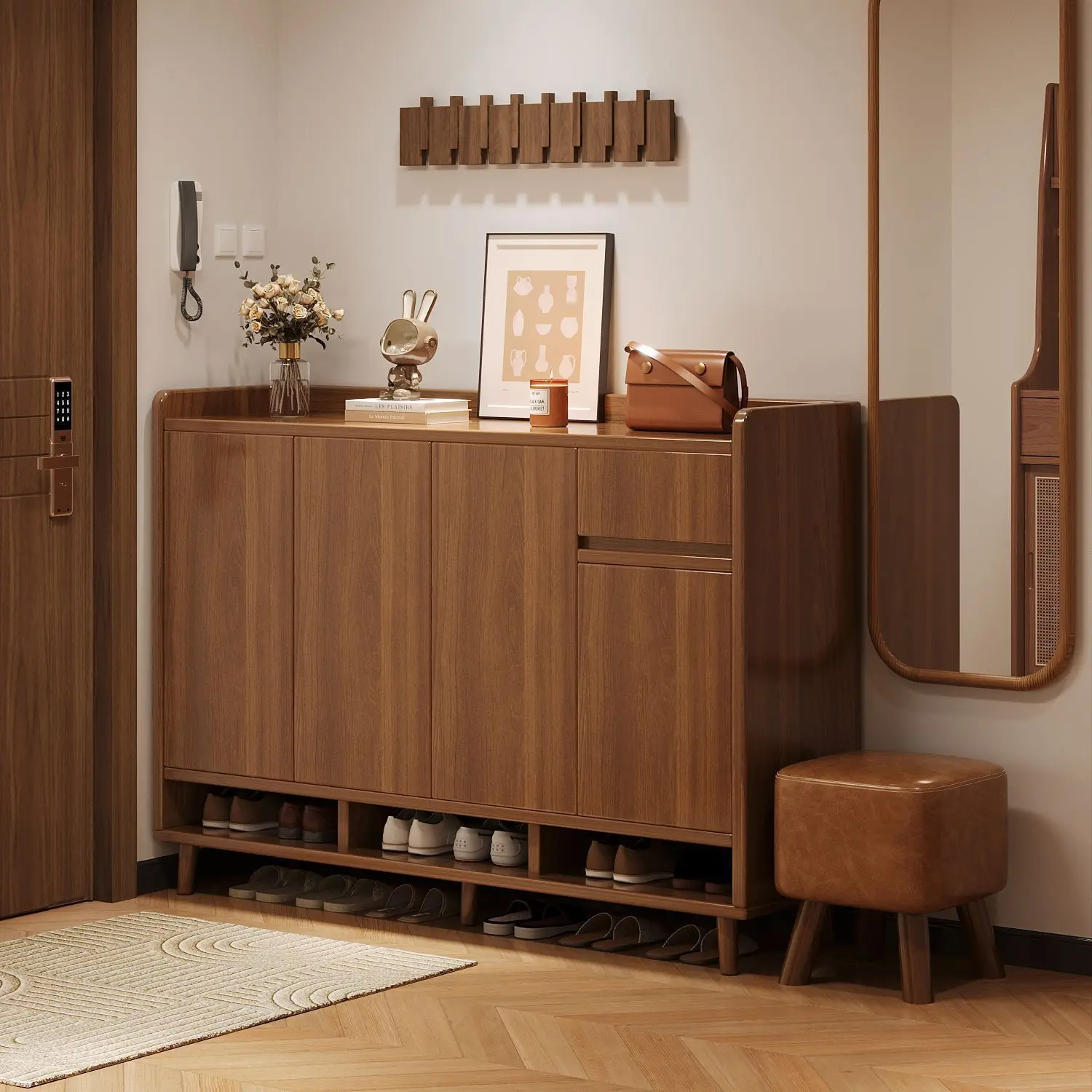 

Шкаф для обуви Premium Home из цельного дерева, шкаф для домашней двери на крыльце, многослойный шкафчик