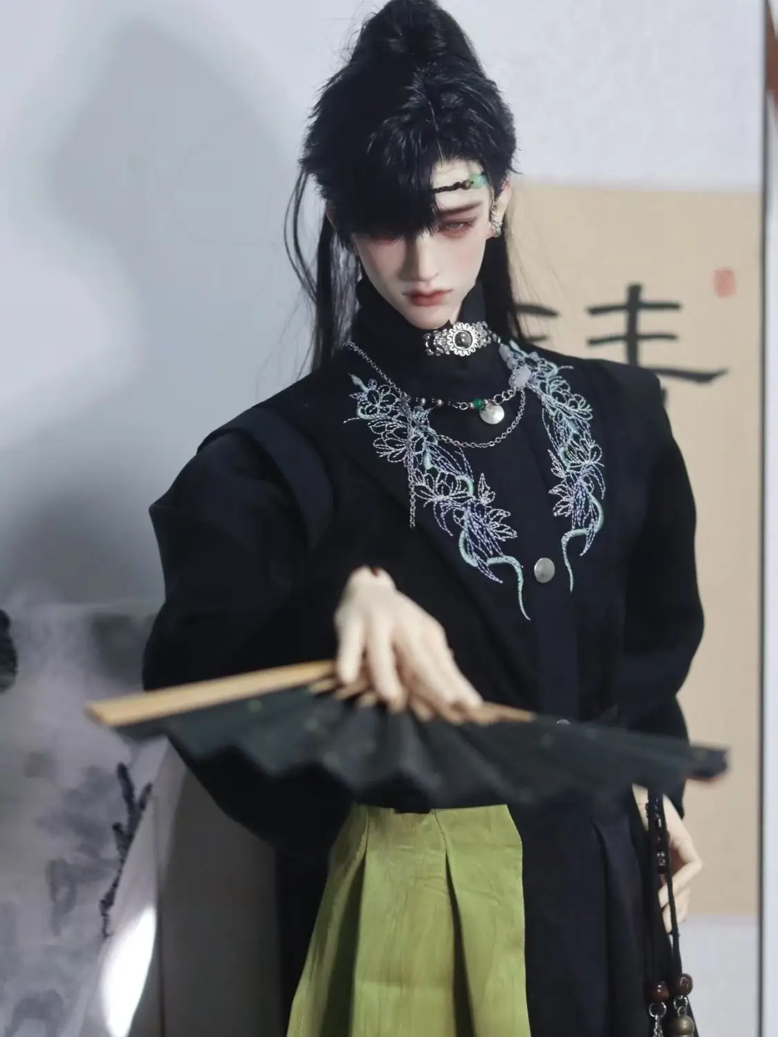 Traje de ropa para muñeca Bjd masculina de 75cm, Top de estilo antiguo, falda y cadena para la cintura, juguetes de regalo, accesorios para muñecas, sin muñeca, 1/3