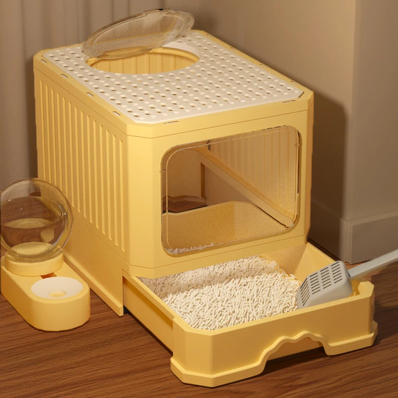 Kitty Litter Box Oversized Fully Enclosed Kitty Toilet Sand Bowl with Anti-spattering Baby Cat Deodorant Litter Tray