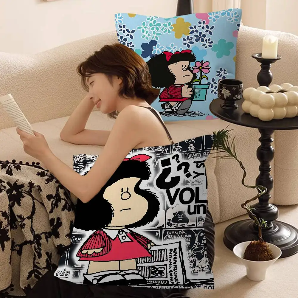 M-Mafalda Girl Pillow Cover Design cushion Cover decor Holiday Decorati