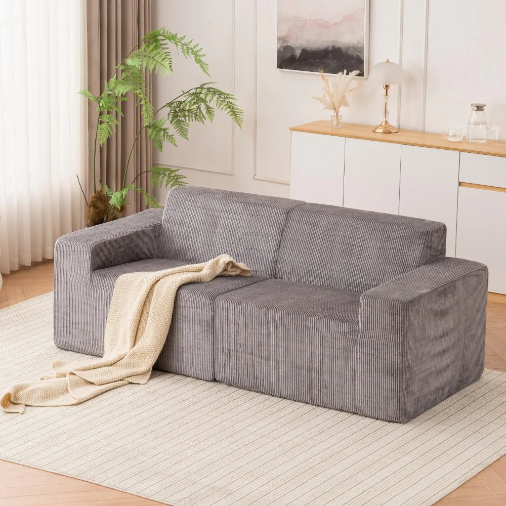 

Modern Cloud Sectional Couches Sofa, 83.5" Chaise Compression Comfort Sofa with Deep Seat, 2 in 1 Modular Boneless Couches for L