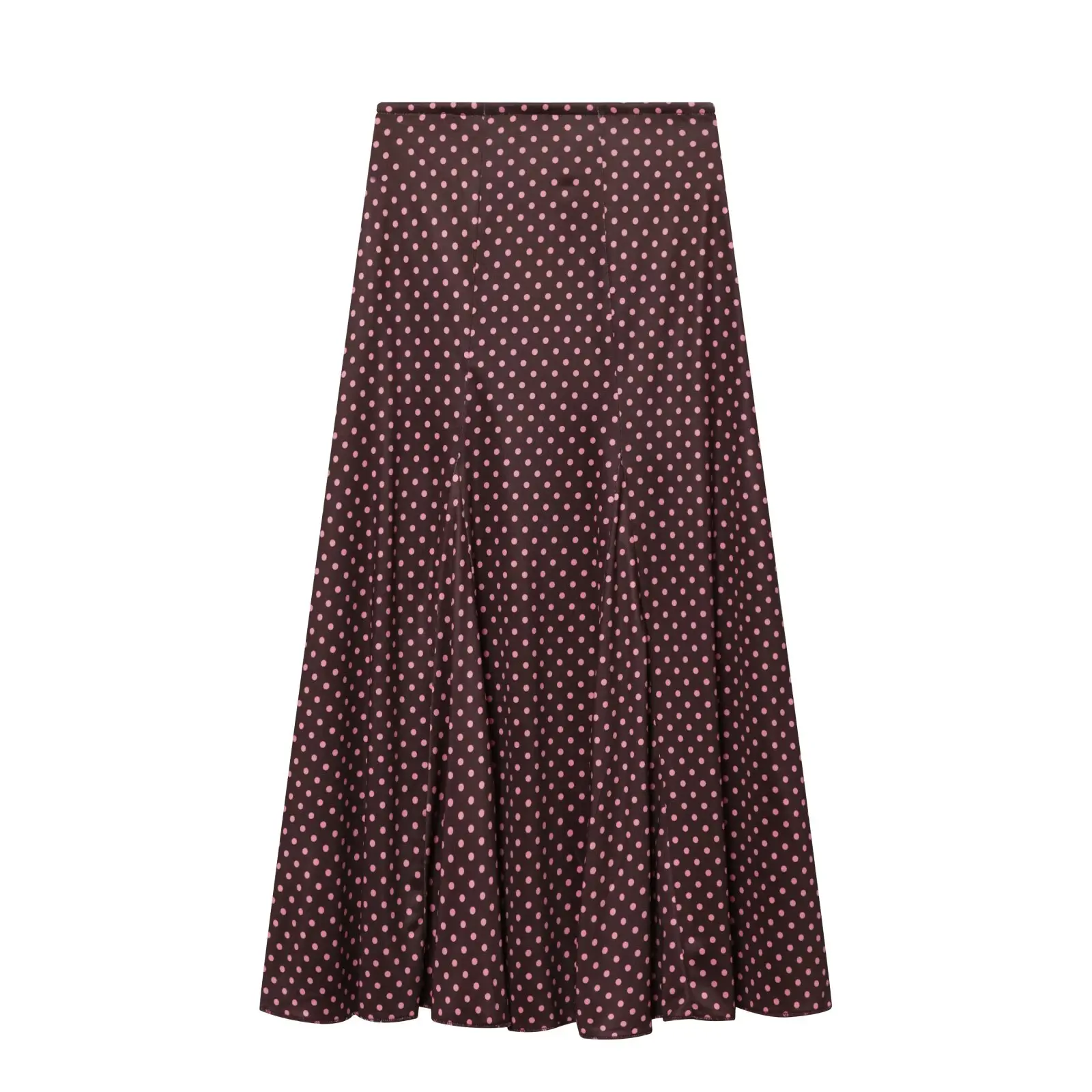 Willshela Women Fashion Wine Red Dot Pleated A-Line Midi Skirt Vintage High Elastic Waist Female Chic Lady Skirts