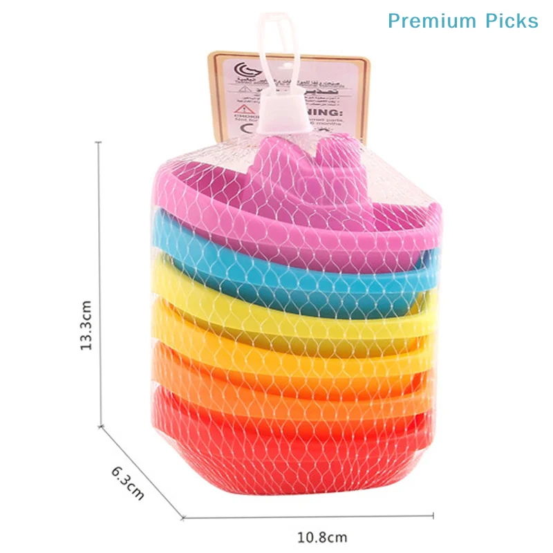6Pcs Rainbow Color Stacked Cup Floating Stackable Ship Baby Toy Early Education Intelligence Gift Baby Stacking Boat Bath Toys