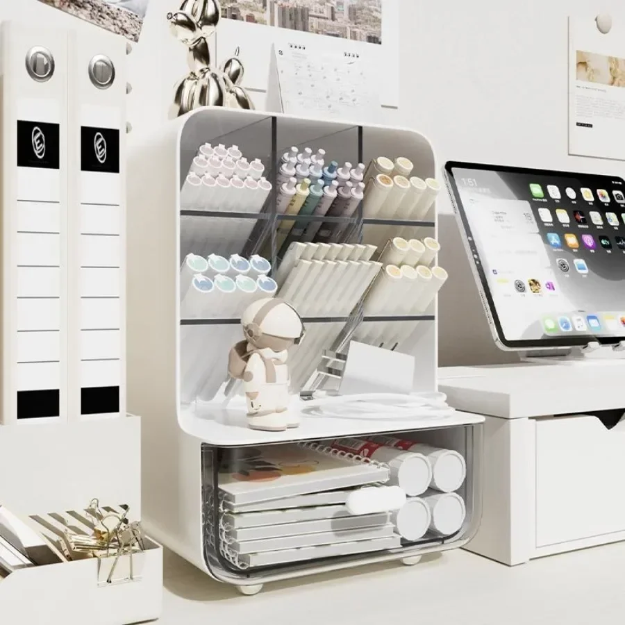 Pencil Holder for Students, Large Capacity Desktop Stationery Storage Box, Office Sundries Storage Shelf, Desk Organizer. image 4