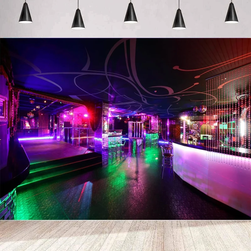 Bright Nightclub Photography Backdrop Disco Club Bar Club Dancing Ballroom Music Background Party Backdrop Wall Banner Poster