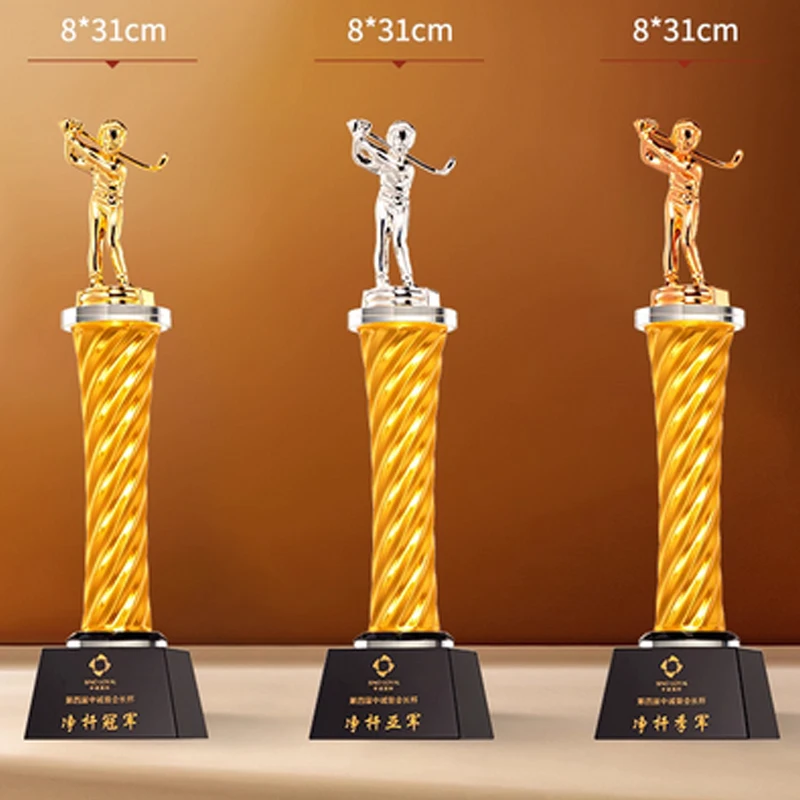 Customized High-End Golf Crystal Trophy, Souvenir, Home Decoration, Creative Wood, Resin Commemorative Rod, One Hole Awards, 1Pc