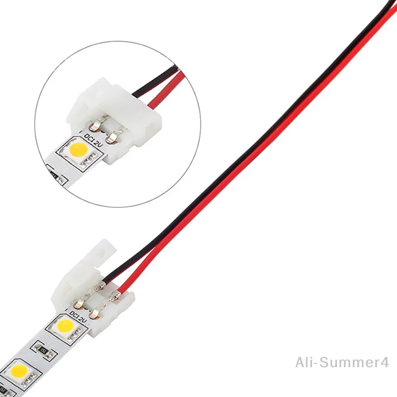 10 peças 2 pinos de potência 8mm 10mm tiras de led luzes conector clipe de emenda para smd 3528 5050 5630 lâmpadas de tira led luzes barra conector