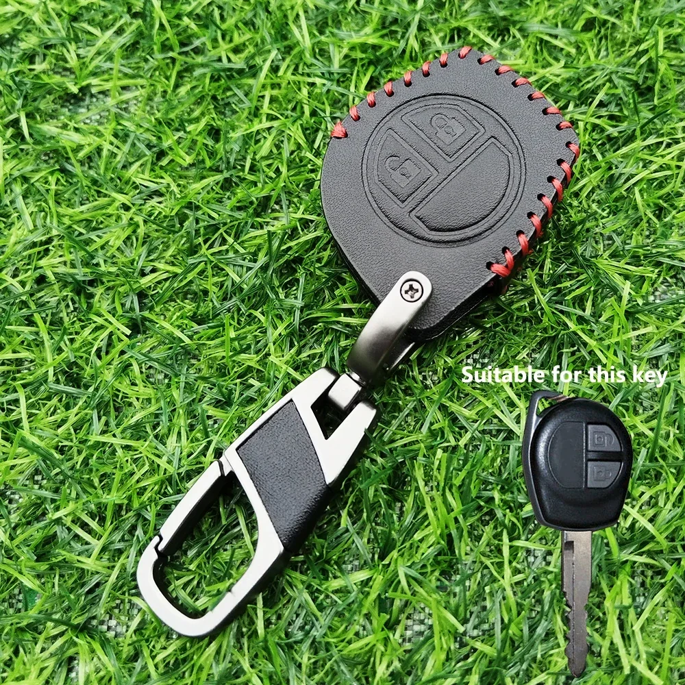 2 Button Leather Car Remote Key Cover Case For Suzuki Swift Ignis Vitara Liana Ciaz Baleno Car Key Fob Case Cover Shell Decor