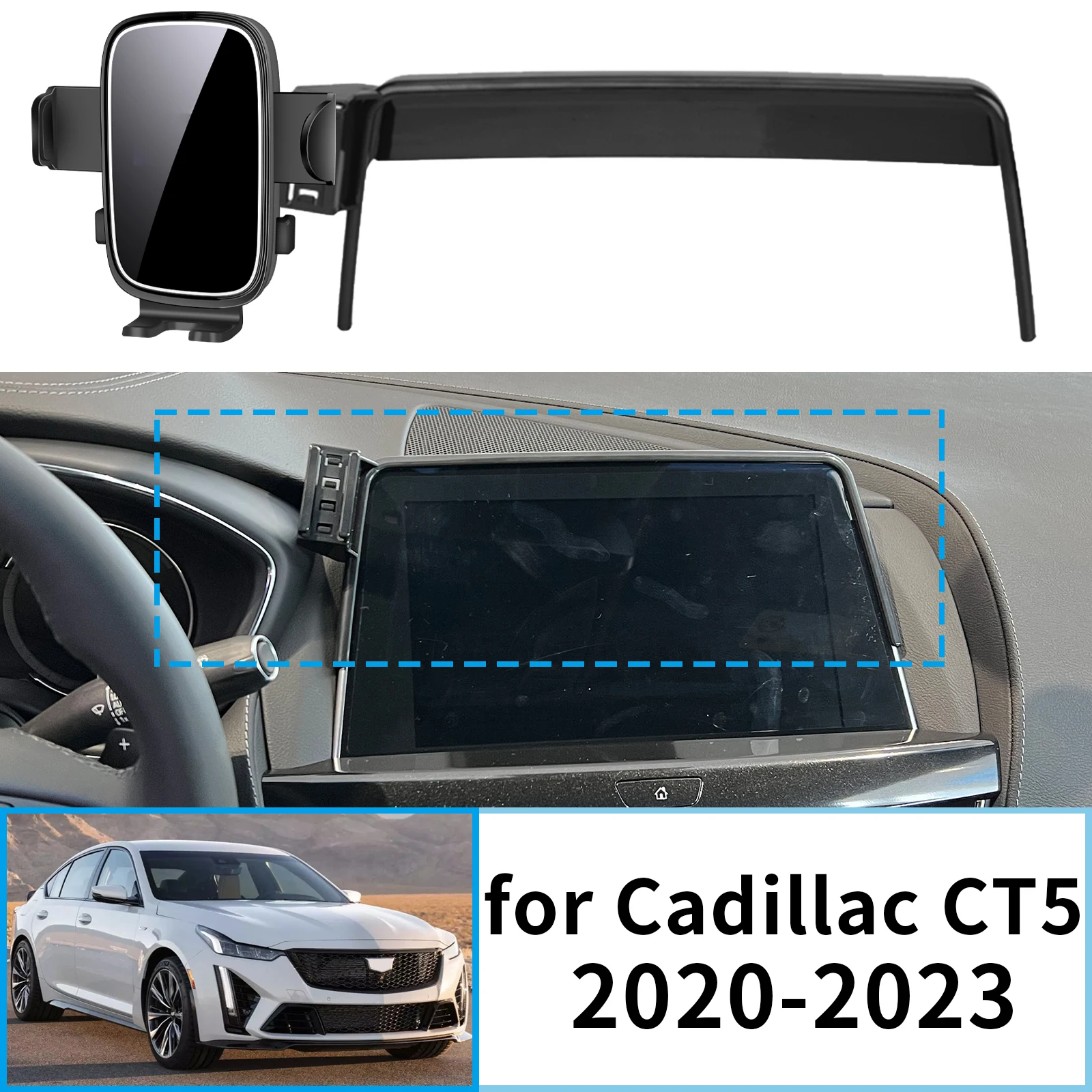 

fit for Cadillac CT5 2020 2021 2022 2023 Stable Clip-On Phone Holder​​ Mount Screen Base No Vibration​ accessoires
