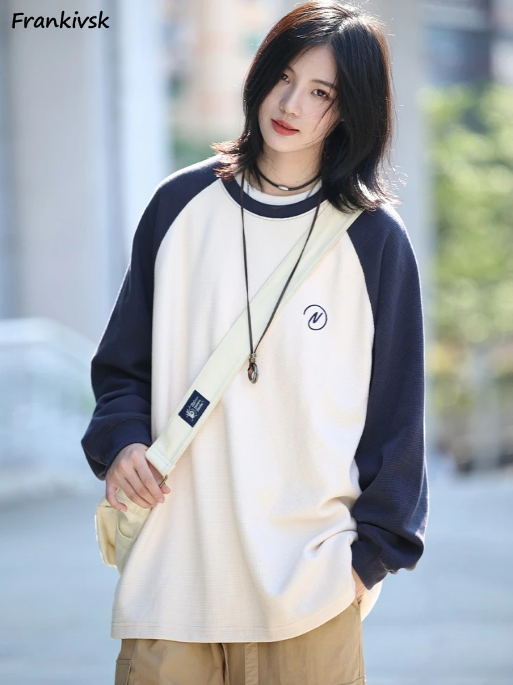 

Panelled Sweatshirts Women Simple Solid Japanese Style Teenagers Normcore Hipster Youthful Vitality Autumn O-neck All-match 2023