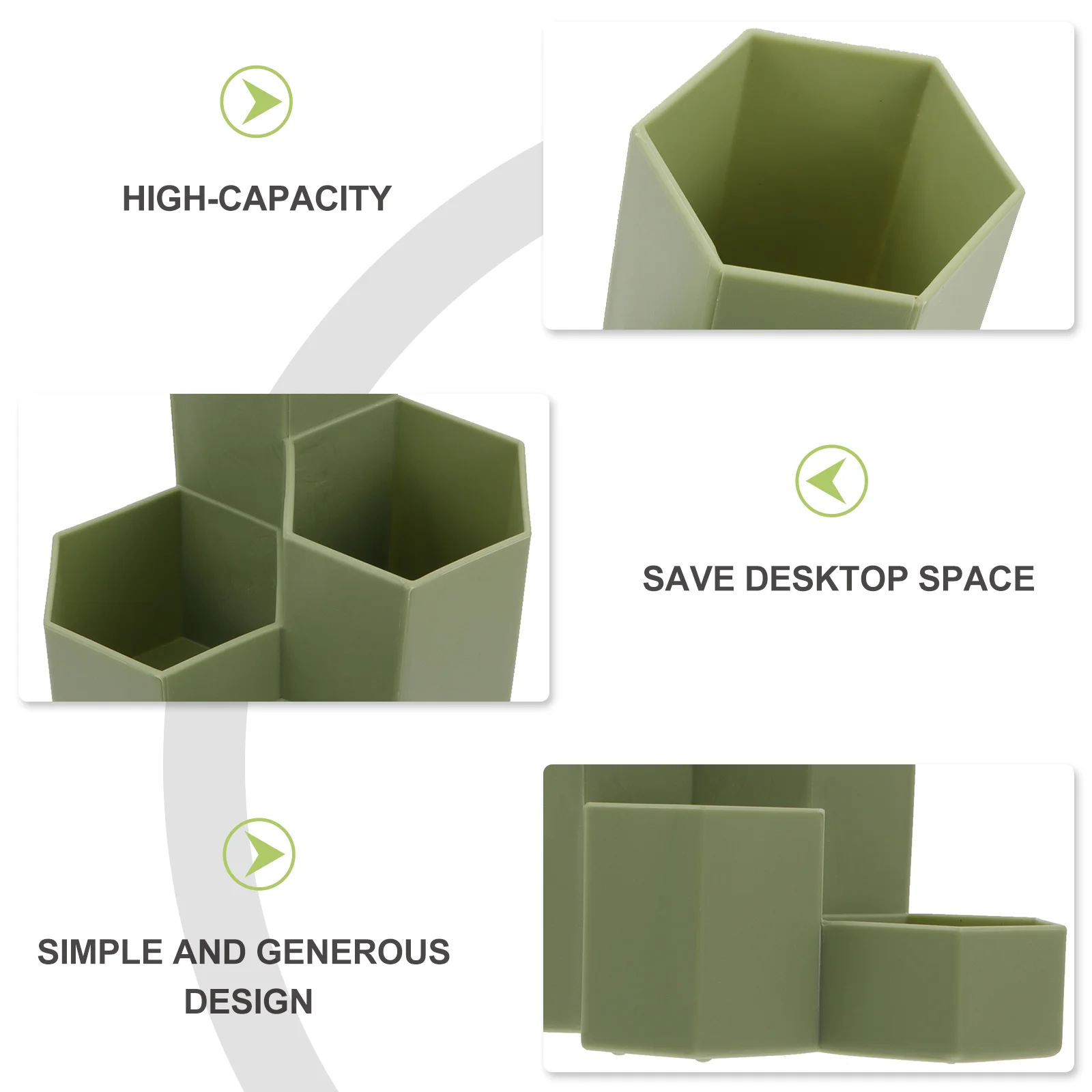 Hexagonal Pen Holder 6 Compartment Cosmetics ganizer Green Plastic Storage Box for Makeup Stationery Desk Tidy Office Bedroom