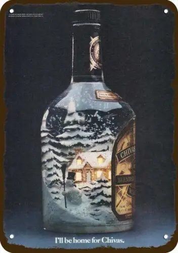 1p,1982 CHIVAS REGAL Whisky Natal Vnt-Look REPLIKA DEKORATIF TANDA LOGAM