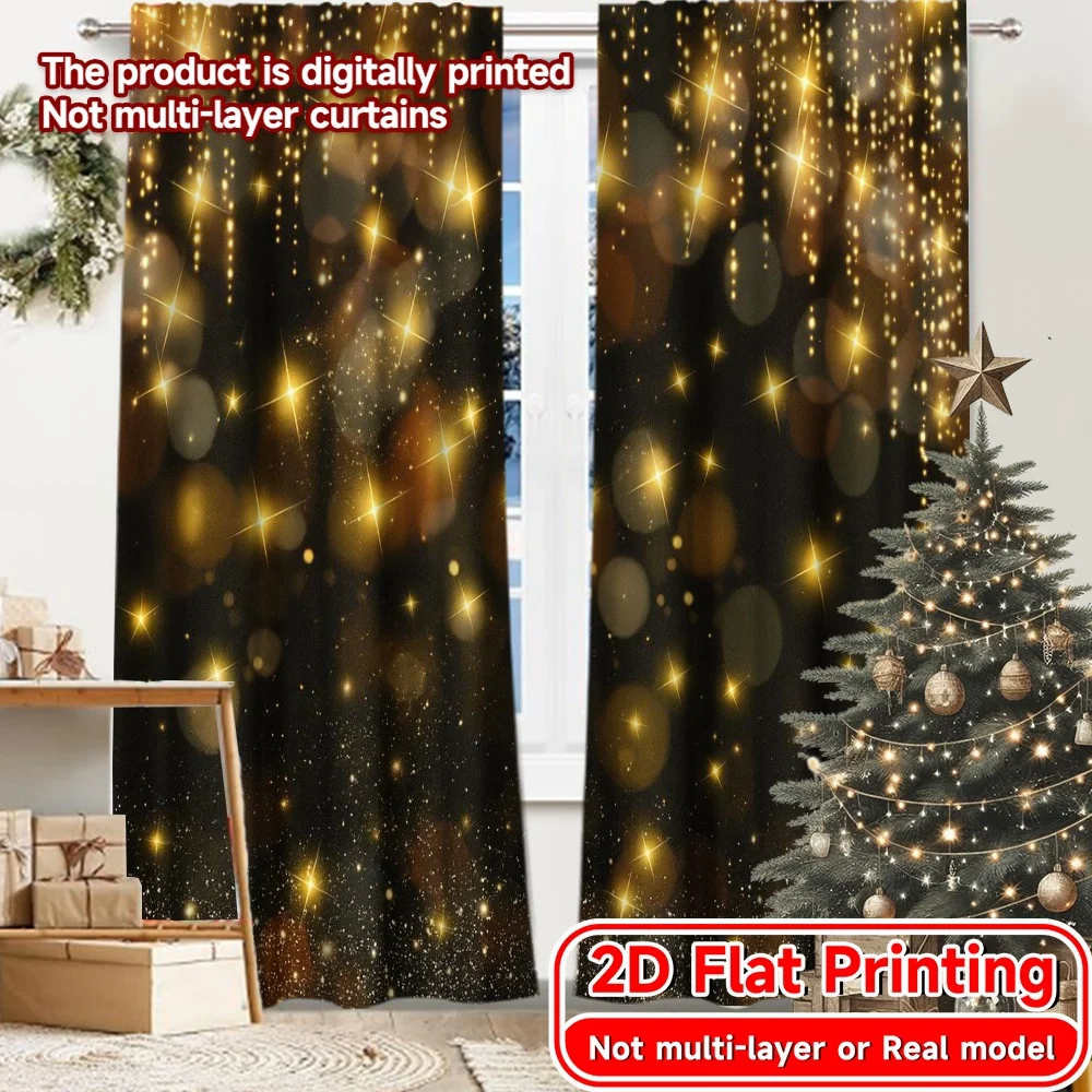 2D Flat Printing,2pcs 2026 Celebration(2) Print Popular Curtains Fabric Curtains Gifts Suitable for Bedroom, Living Room,