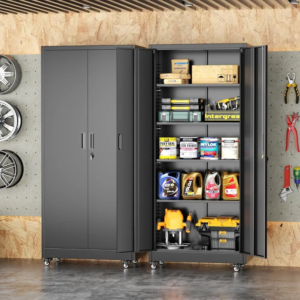 INTERGREAT Metal Storage Cabinet with Wheels, 73