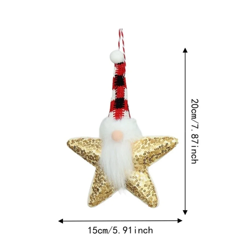 Unique Creative Shining Star Christmas Pendant Cute Cartoon Knitted Fabric Pendant DIY Santa Claus Hanging Ornament Door Decor