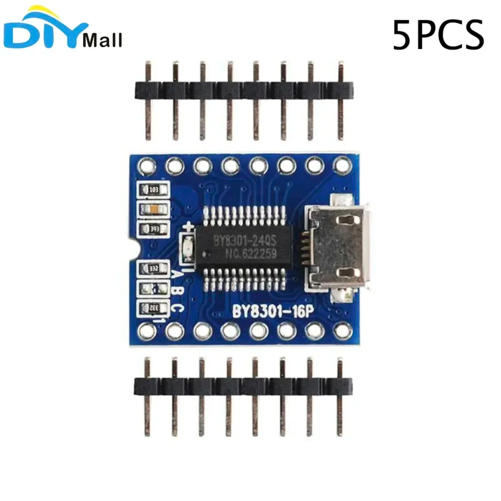 

BY8301-16P SSOP2 Аудио голосовой модуль 5 шт. SPI Flash 3 Вт Усилитель Micro USB