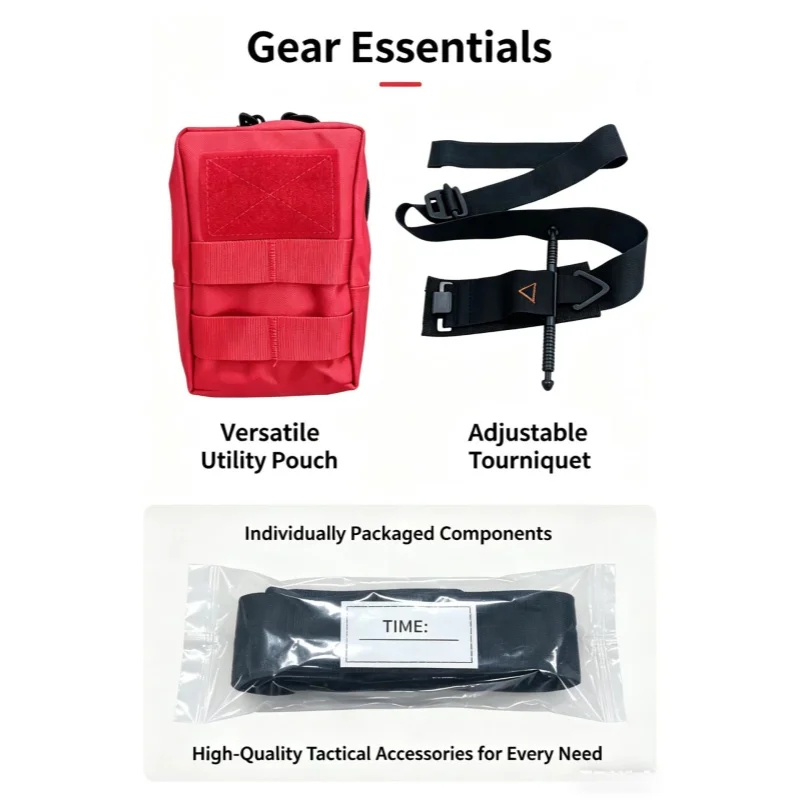 

Matching medical emergency kit, 2/4 SOF tourniquets, aluminum alloy metal rod rotating design