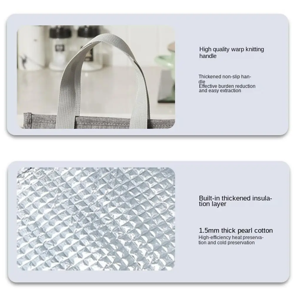 حقيبة الغذاء برودة حقيبة حفظ الطعام في الهواء الطلق الغذاء حقائب اليد حمل قماش حقيبة الغداء مقاوم للماء حقيبة الغداء منظم الإفطار الحراري #6