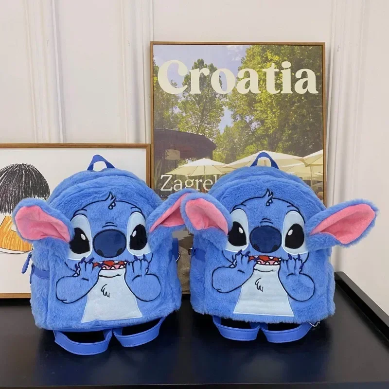 Mini Sac à Dos Disney Stitch en Peluche pour Femme, Cartable de Dessin Animé 3D, Grande Capacité, Mignon, Enfant, Haute Qualité, Nouvelle Collection